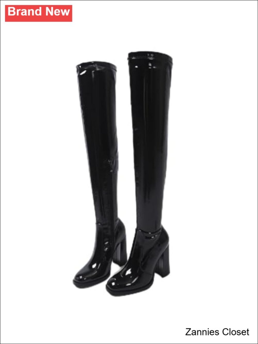 ✨Thigh High Over The Knee Boots Chunky Heel Round Toe PU Leather Women's